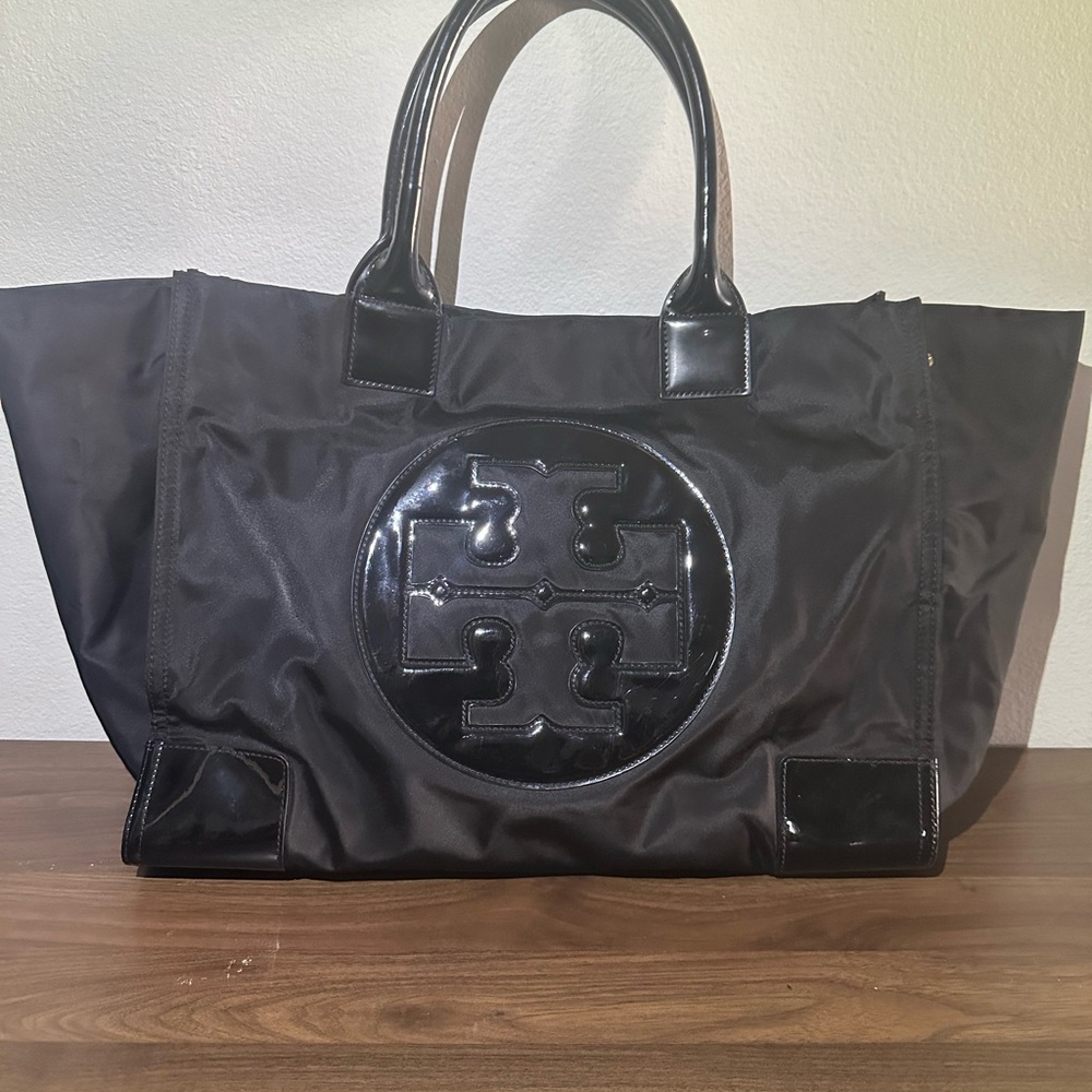 Tory Burch Black Ella Tote Bag Large